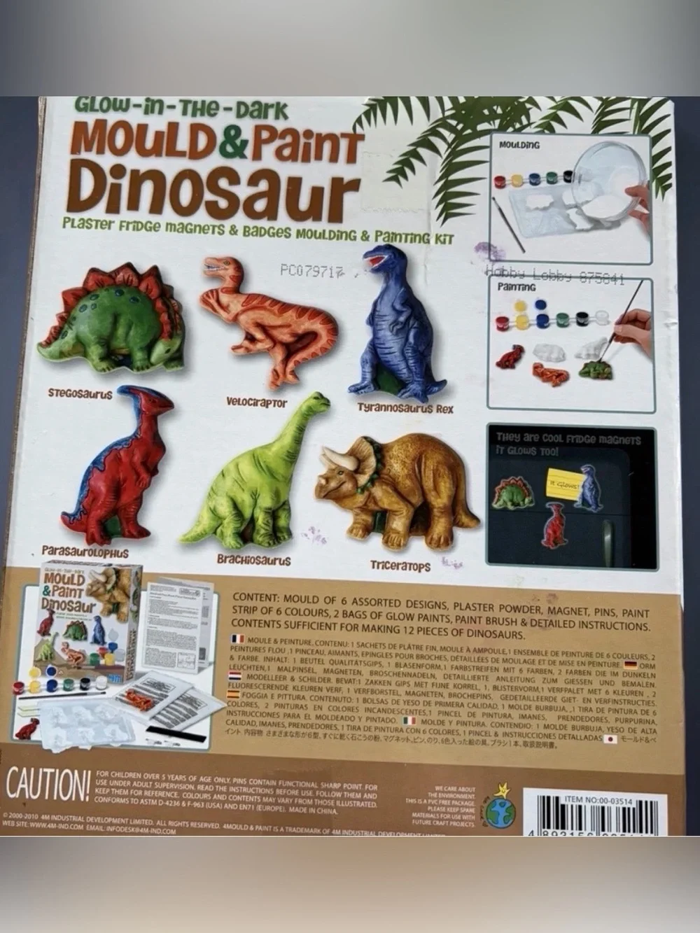Glow-in-the-Dark Mould & Paint Dinosaur Kit - Multicolor